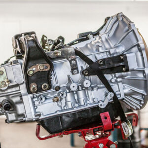 An outside look at a car part outside of the vehicle.