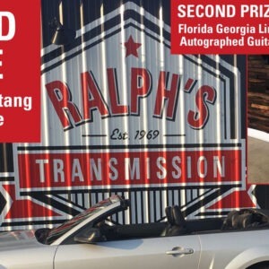 A grand prize announcement for a 2007 Fort Mustang Convertible.