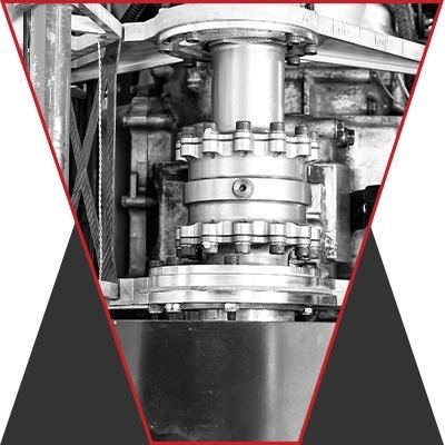 An image of a transmission in black and white.
