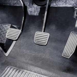 clutch pedal, brake pedal, gas pedal in manual transmission vehicle